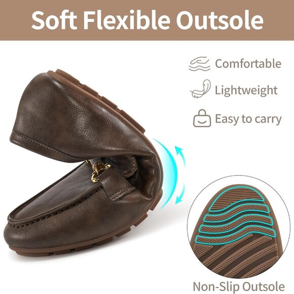 Women’s Faux Leather Loafers Casual Flats Comfort Slip On Rubber Sole Size 6 - Picture 5 of 6